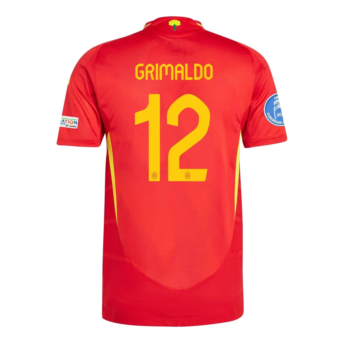 Alejandro Grimaldo #12 Camiseta Local España Fútbol Parche Campeones Euro 2024 - Hombre