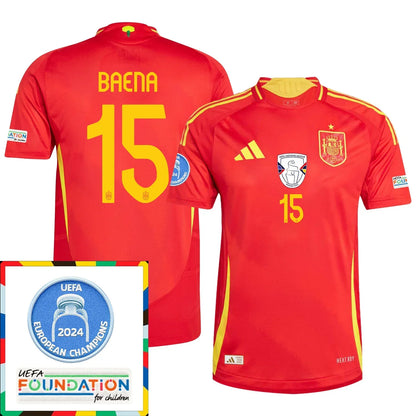 Álex Baena #15 Camiseta Local España Fútbol Parche Campeones Euro 2024 - Hombre