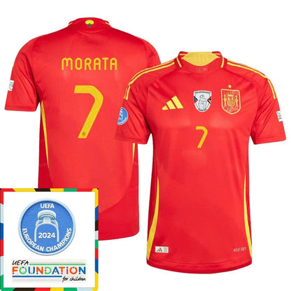 Álvaro Morata #7 Camiseta Local España Fútbol Parche Campeones Euro 2024