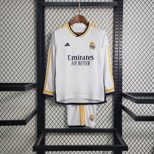 Conjunto Niños Real Madrid Primera Equipacíon Blanca Manga Larga 23/24