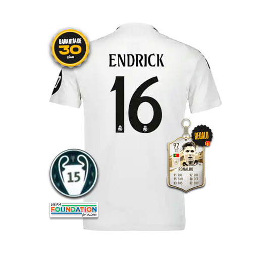 Camiseta Authentic Real Madrid Primera Equipación Blanca #16 ENDRICK 24/25 + 5 REGALOS 🎁