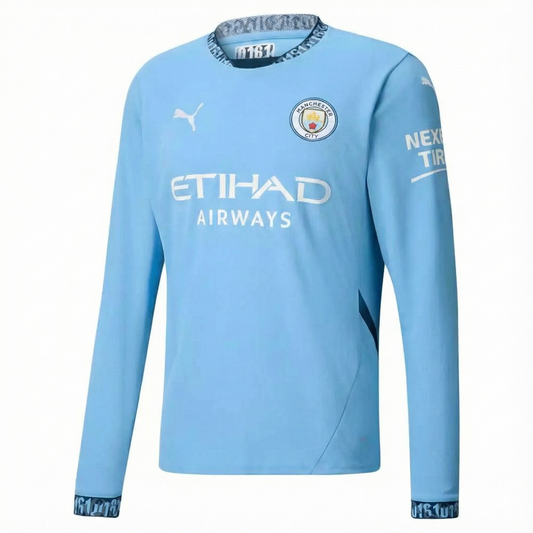 Manchester City Player Home Jersey 2024/2025 Long Sleeve