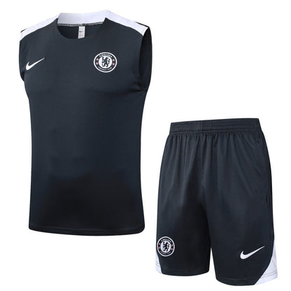 Chelsea Kit Black Jersey + Shorts - No Sleeve 25/26